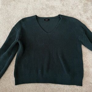 Quince 100% cotton v neck fisherman sweater